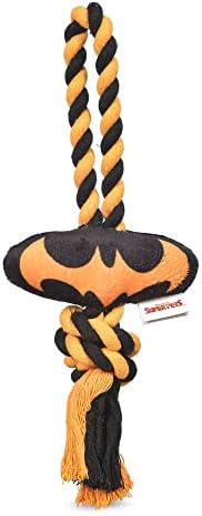 DC Comics Super Pets Batman Logo Rope Toy Toy | חבל צעצוע של כלב באטמן משיכה עם קטיפה | כלב פלאש וחבל צעצוע